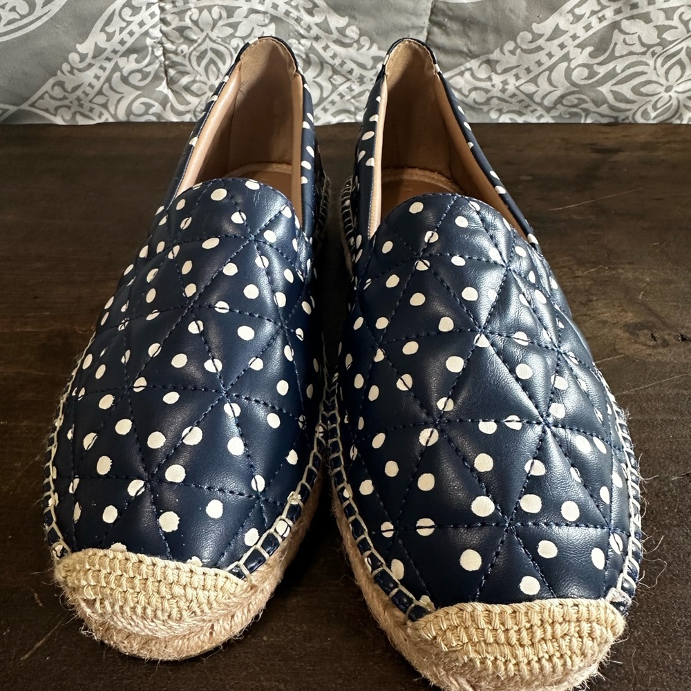Aerosoles- Navy Polka Dot Quilted Espadrilles 8.5 Brand New Without Tags.